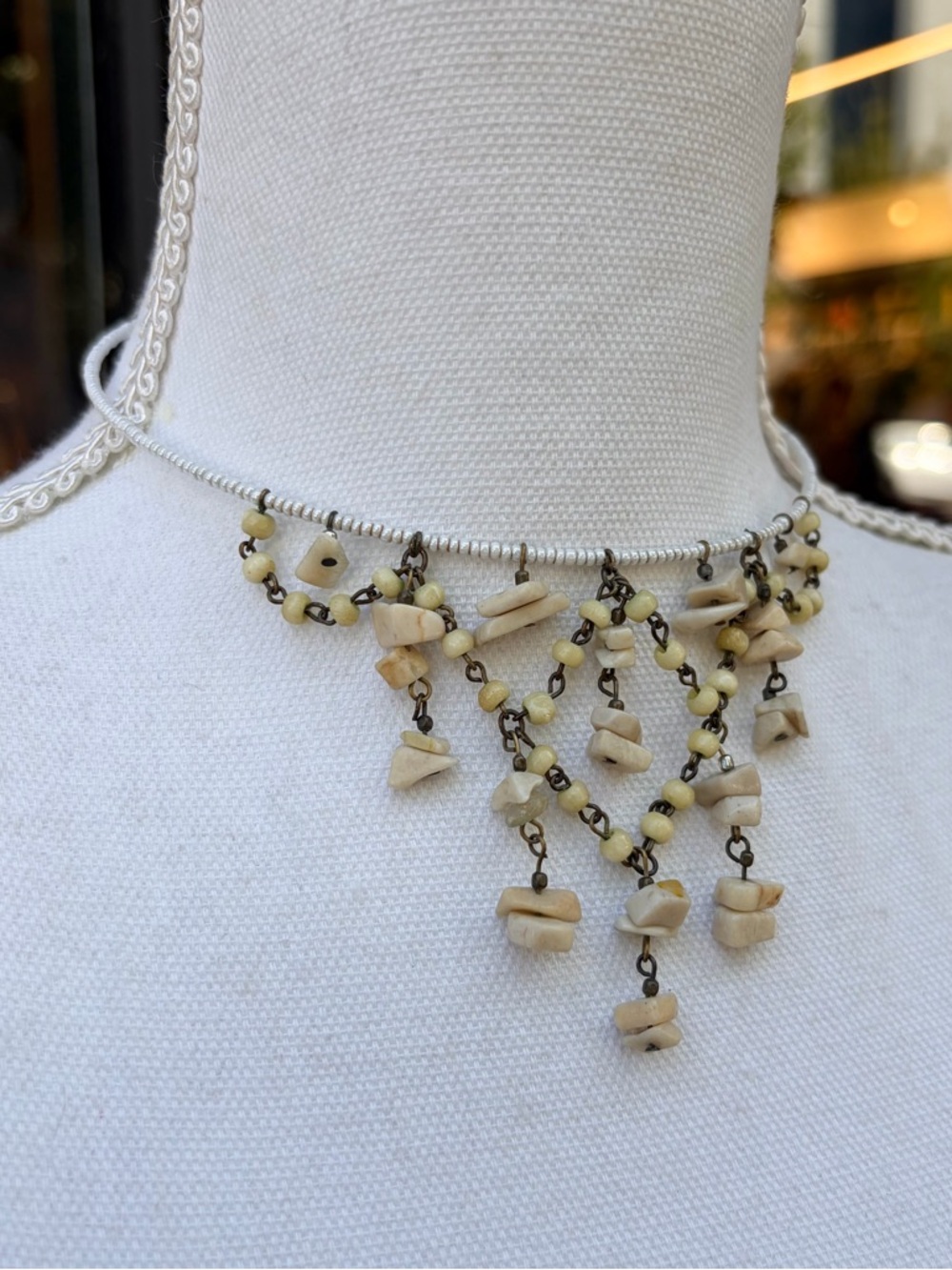 Vintage y2k Handmade Boho Dangly Memory Wire Choker